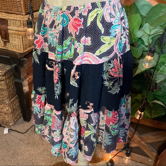Joan & Lucy Ruffle Skirt Floral Monkey Exotic Flowers Dots S Small Tiered - Picture 3 of 16